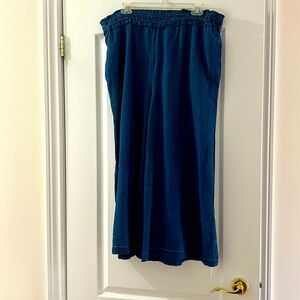 Anthopologie XL denim look cropped culotte/wide leg pant